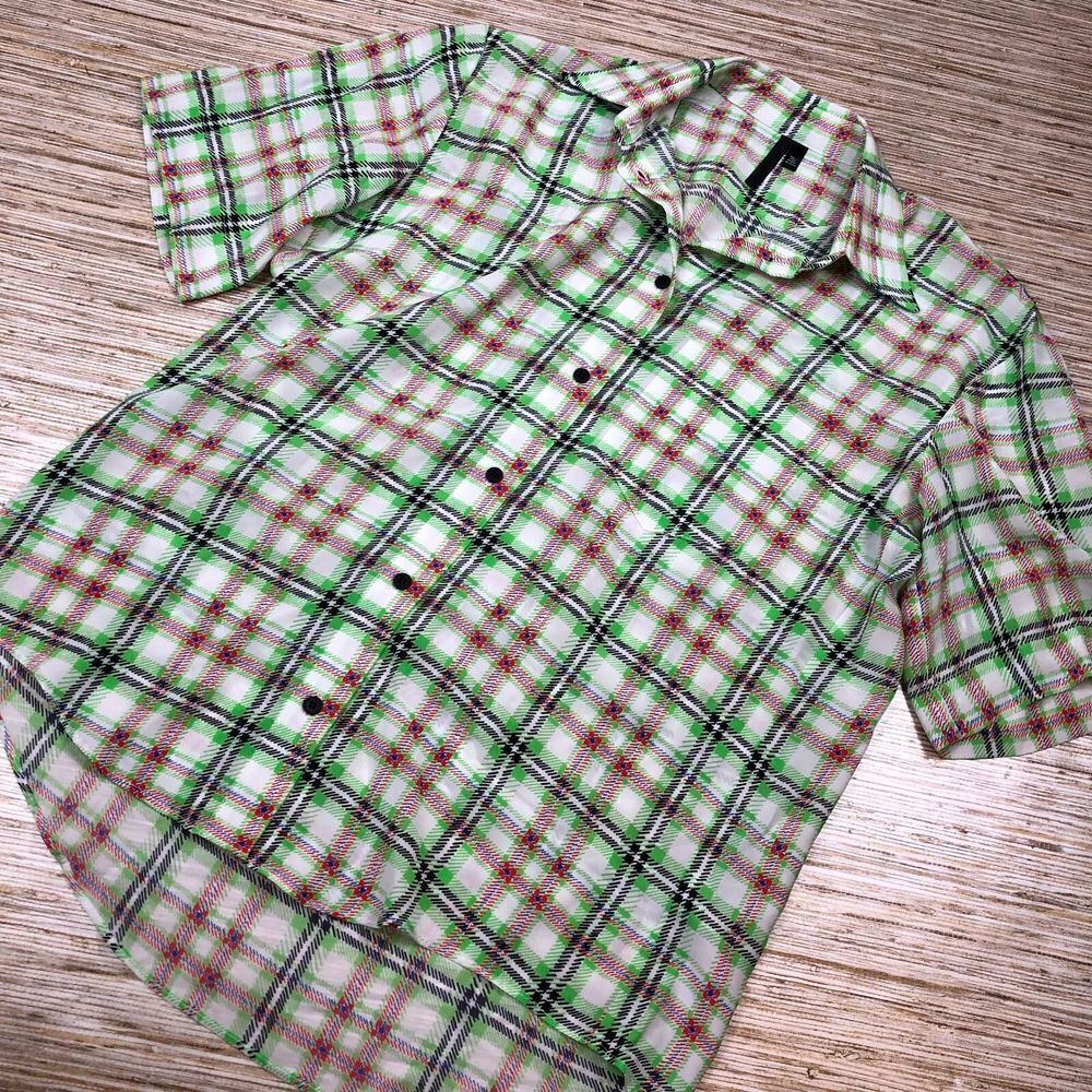 N-37 Topshop Botique silk button front blouse GREEN PRINT size 4 nwot